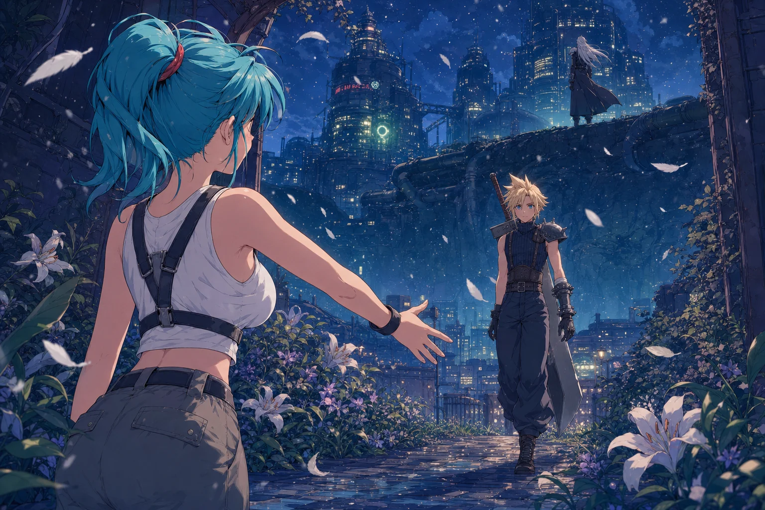 FINAL FANTASY VII fanart in Vibrant Retro Anime Travel