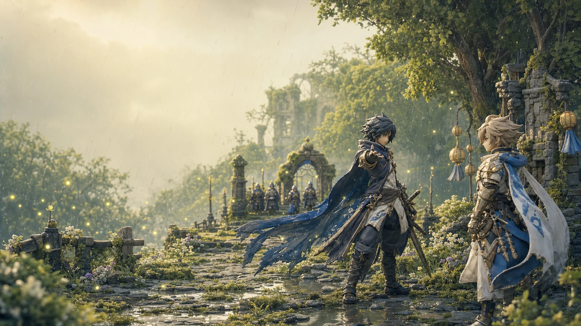 Granblue Fantasy: Relink desktop wallpaper in miniature polymer-clay stop-motion set, with museum-quality handcrafted detail and tactile imperfections