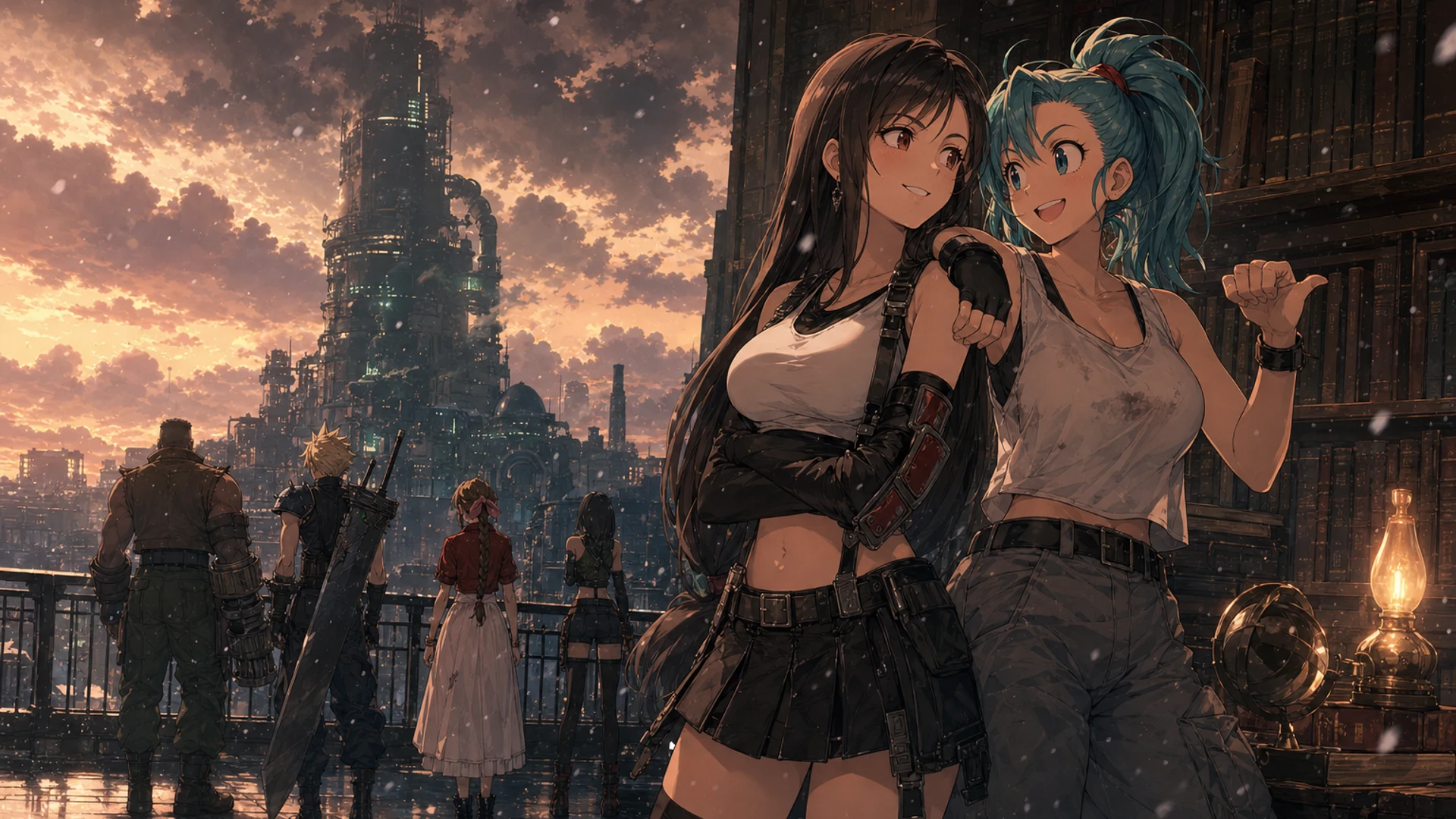 Final Fantasy VII – REMAKE desktop wallpaper in Vibrant Retro Anime Travel