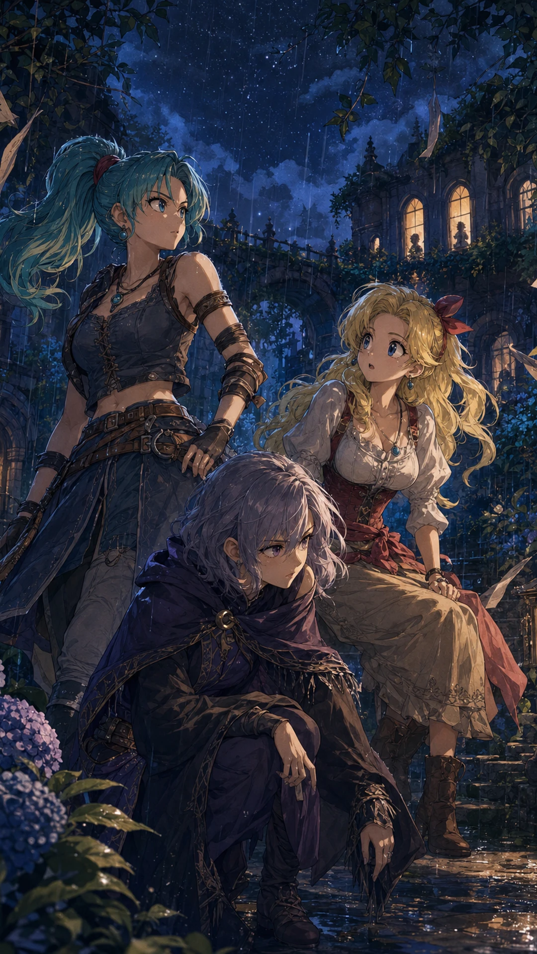 OCTOPATH TRAVELER mobile wallpaper in Textured Retro Anime Ensemble